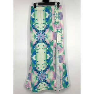 L'ATISTE Skirt Watercolor Maxi High Slit Colorful Flowy